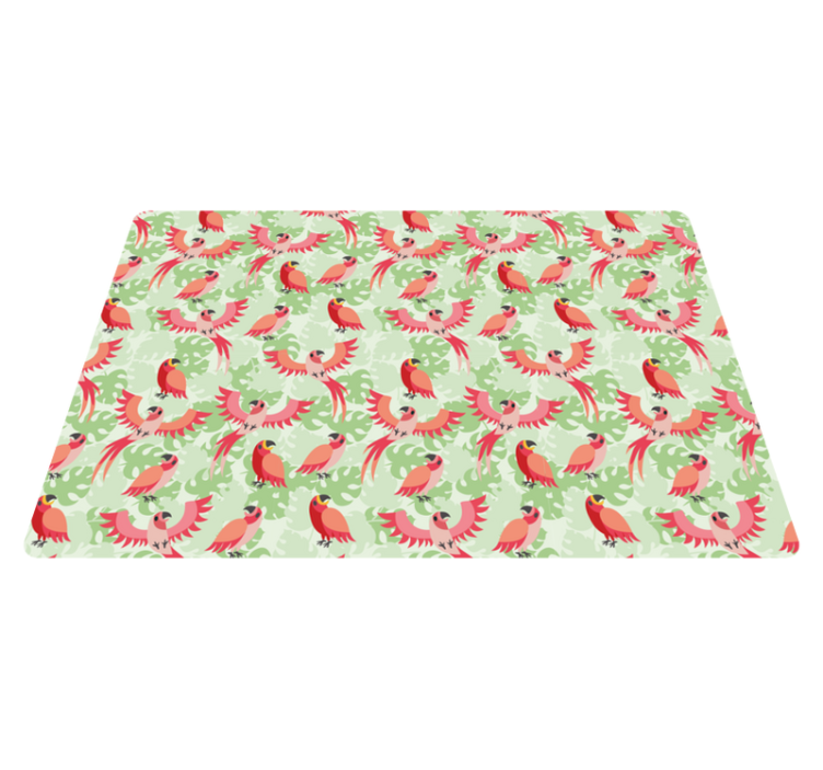 Red birds on green leaves animal vinyl rug - TenStickers
