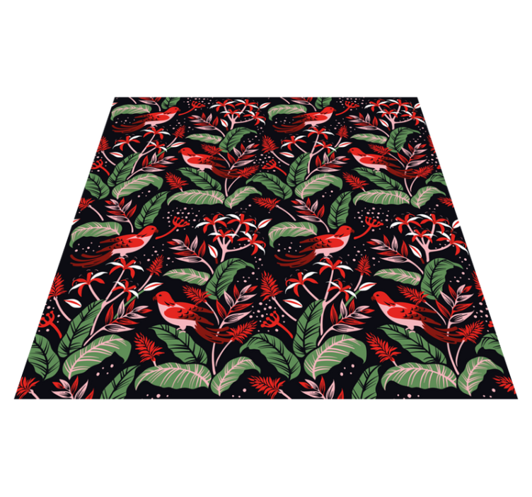 Red and pink leaves pattern animal vinyl rug - TenStickers