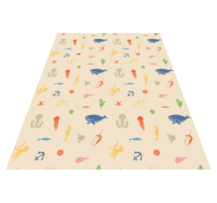 Animal vinyl rug featuring sea creatures on beige - TenStickers