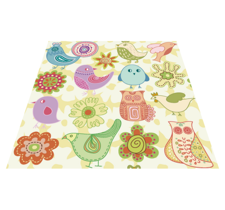 Animal vinyl rug with colorful bird designs - TenStickers