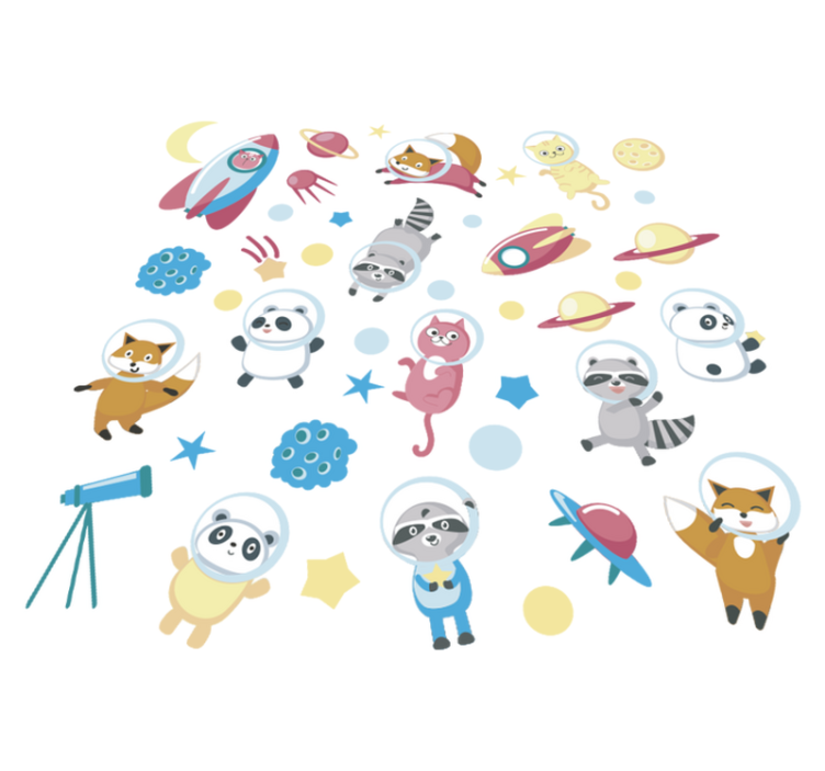 Animal vinyl rug cute animal astronauts - TenStickers