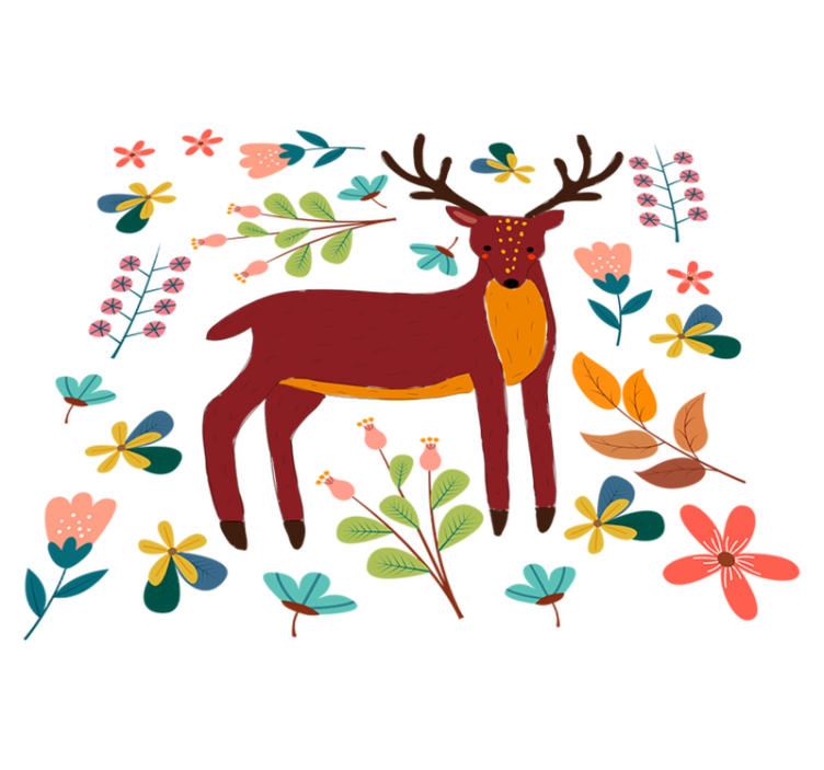 Animal vinyl rug whimsical deer design - TenStickers