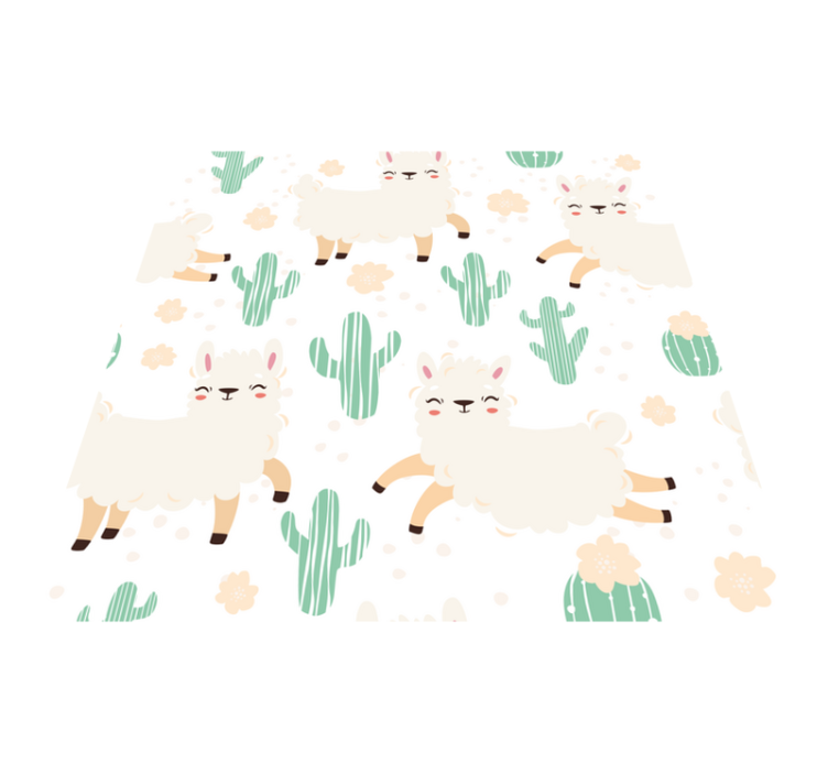 Cute llamas and cacti animal vinyl rug - TenStickers
