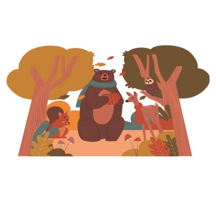 Fall woodland creatures animal vinyl rug - TenStickers