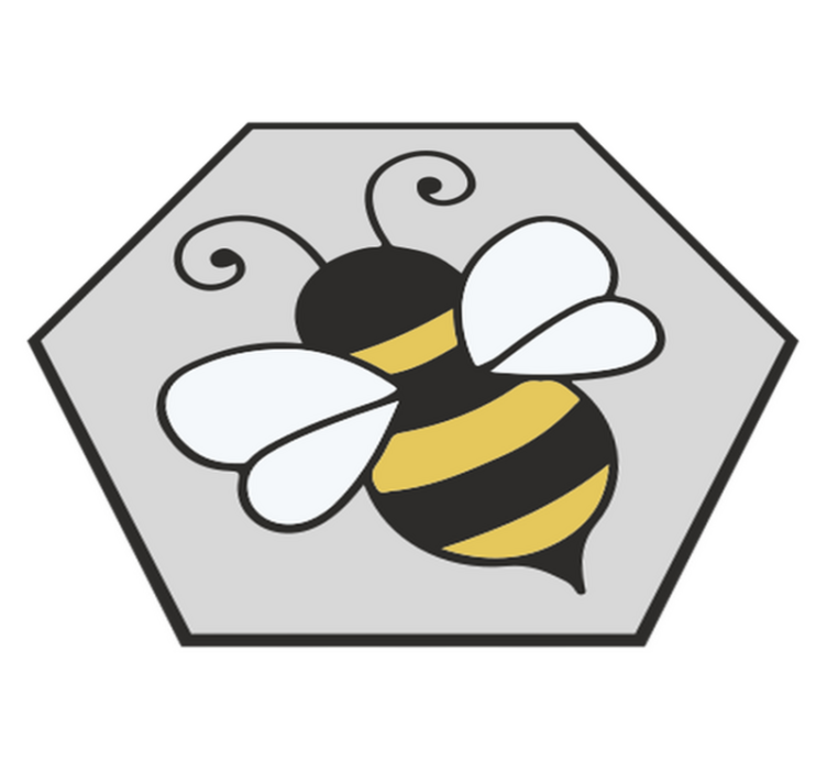 Animal vinyl rug with bee hexagon design - TenStickers