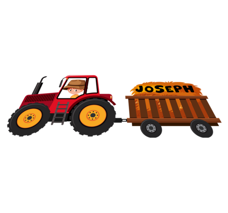 Animal vinyl rug tractor with hay - TenStickers