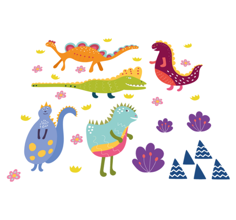 Animal vinyl rug with colorful dinosaur characters - TenStickers