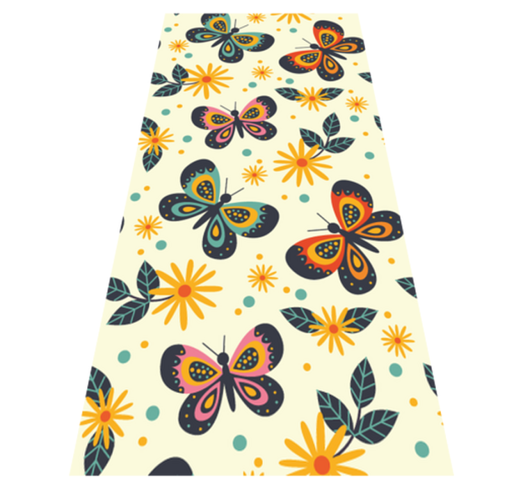 Animal vinyl rug with colorful butterfly designs - TenStickers