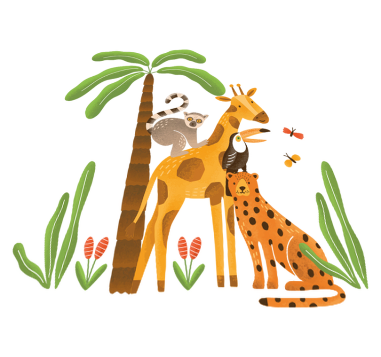 Animal vinyl rug in playful jungle scene - TenStickers