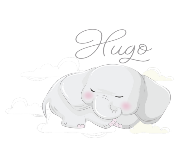Animal vinyl rug sleeping elephant in clouds with name - TenStickers