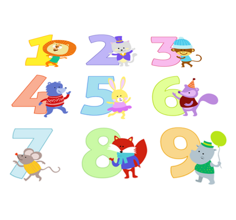Animal vinyl rug colorful numbers for kids - TenStickers