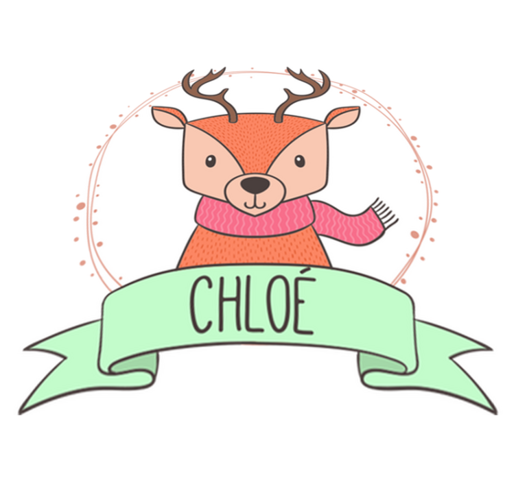 Baby deer with name animal vinyl rug - TenStickers