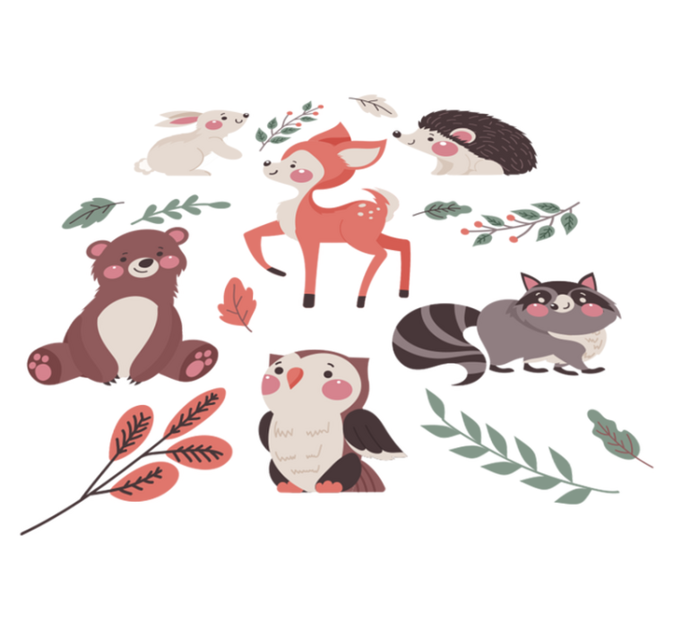 Animal vinyl rug autumn forest creatures - TenStickers
