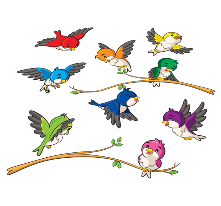 Colorful little birds animal vinyl rug - TenStickers