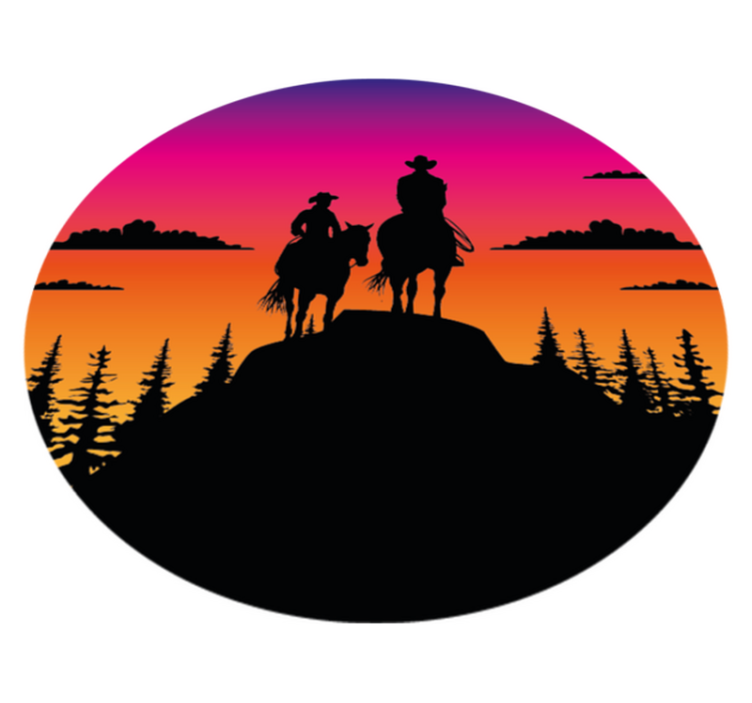 Animal vinyl rug mountains wild west horses - TenStickers