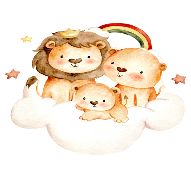 Baby animals with stars and clouds animal vinyl rug - TenStickers