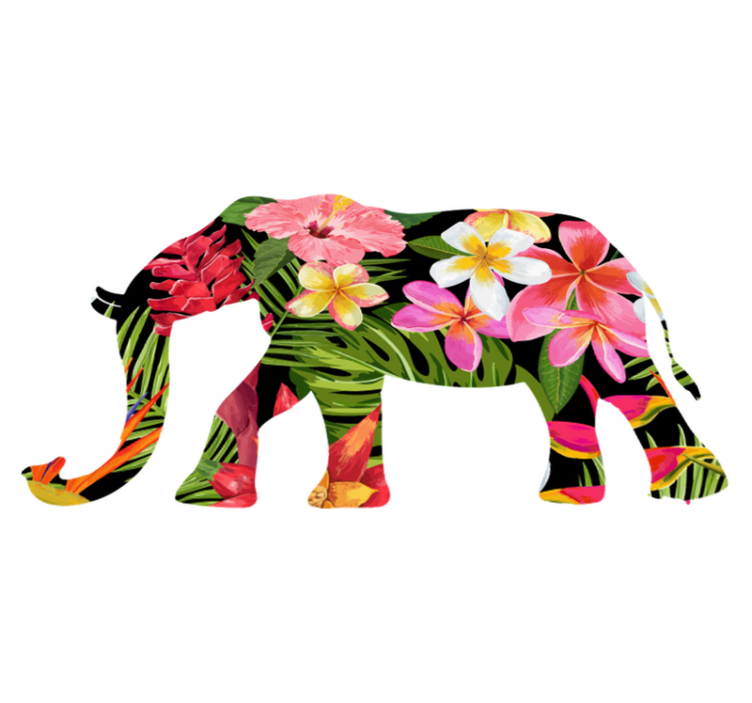 Animal vinyl rug floral elephant design - TenStickers