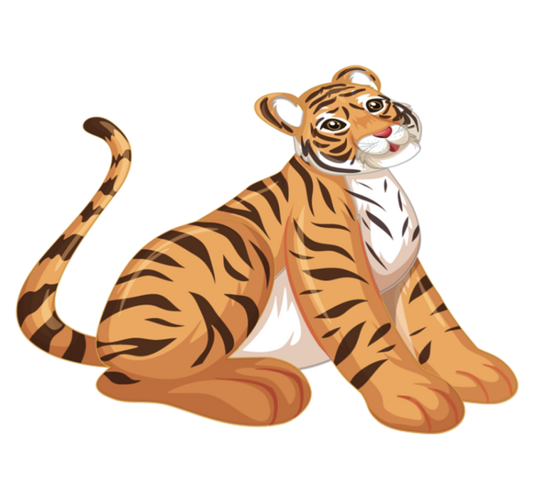 Playful tiger cub animal vinyl rug - TenStickers