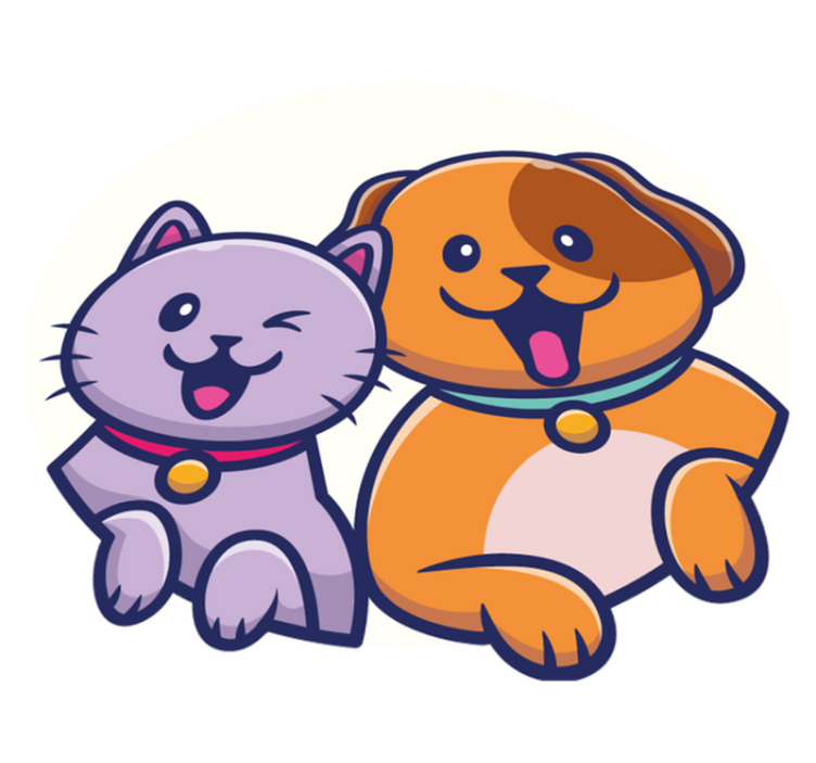 Playful cat dog animal vinyl rug - TenStickers