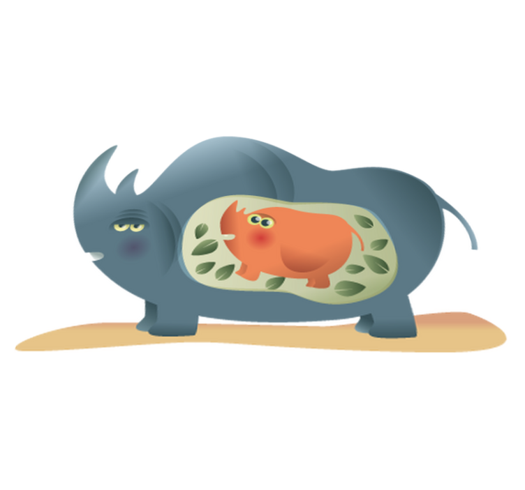 Pregnant rhino mother animal vinyl rug - TenStickers