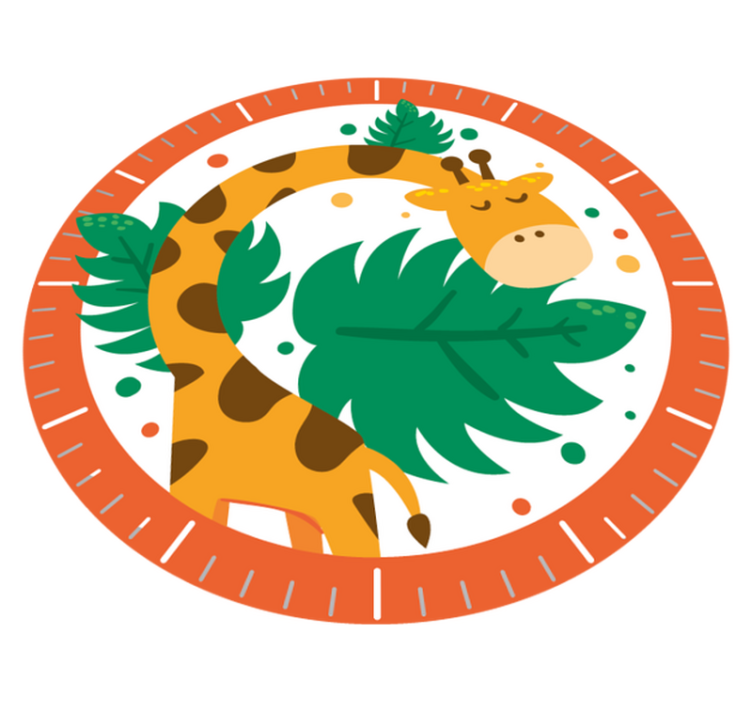 Animal vinyl rug with giraffe children's clock - TenStickers
