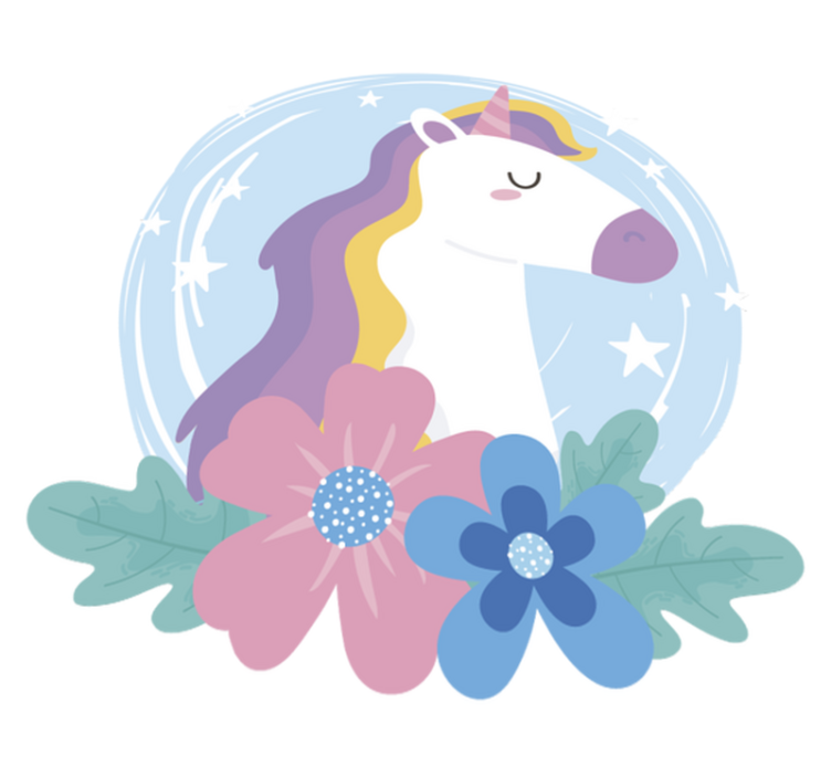 Animal vinyl rug bright hair unicorn - TenStickers