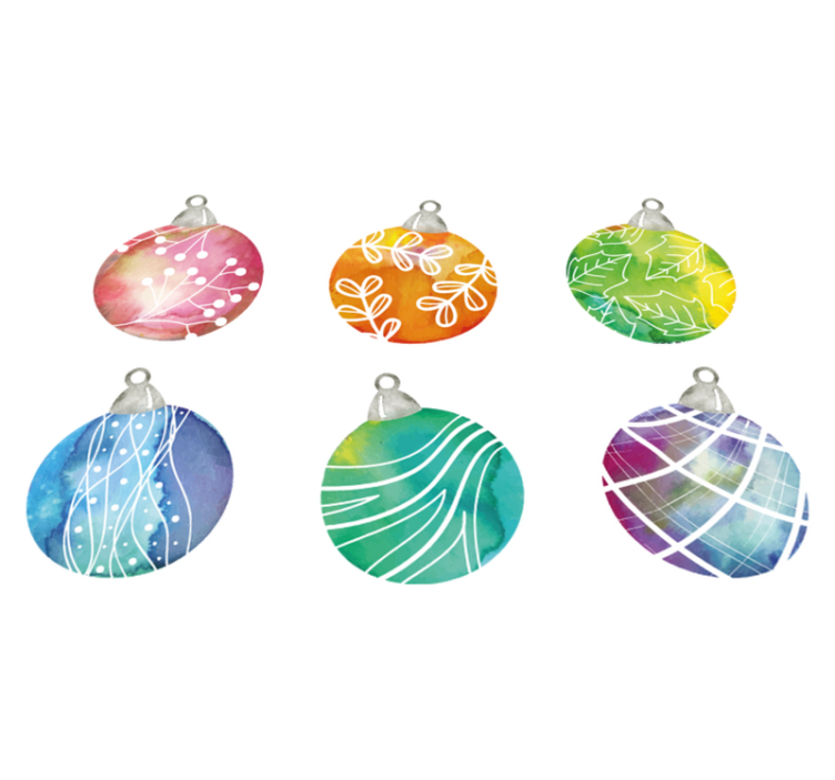 Christmas vinyl rug watercolor christmas ball ornaments - TenStickers