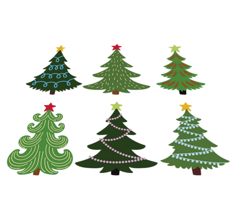 Christmas vinyl rug colorful christmas trees set - TenStickers