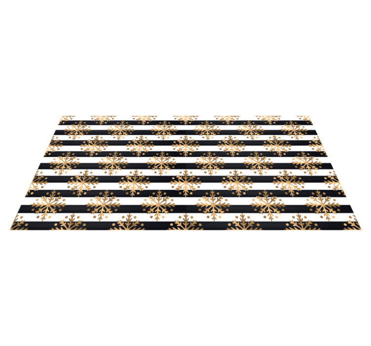 Christmas vinyl rug with golden snowflakes on stripes - TenStickers