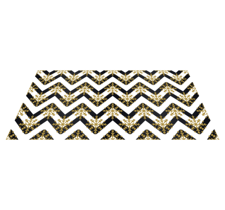 Christmas vinyl rug with golden snowflakes on zigzag stripes - TenStickers