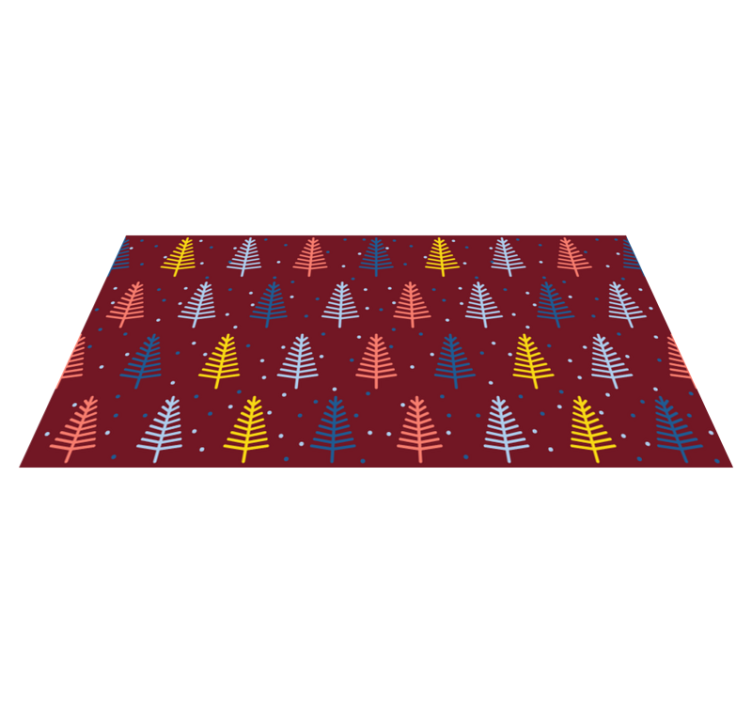 Christmas vinyl rug with colorful pine tree design - TenStickers