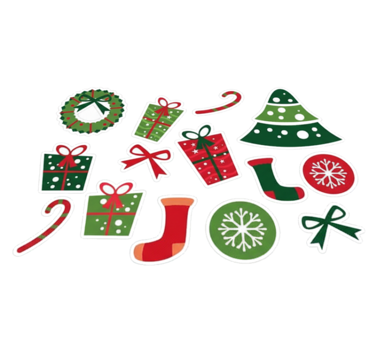Christmas vinyl rug with classic holiday motifs - TenStickers