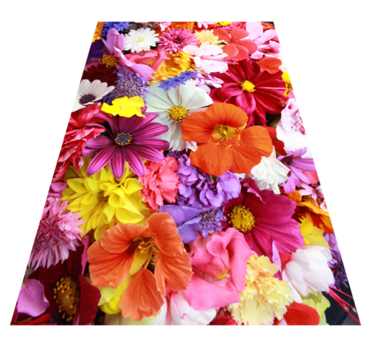 Floral vinyl rug with a bounty of colorful blooms - TenStickers
