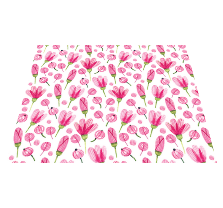 Pink aquarelle flowers floral vinyl rug - TenStickers