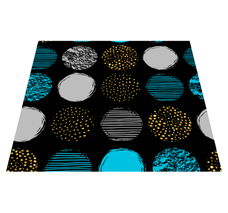 Geometric vinyl rug with polka dots on black - TenStickers