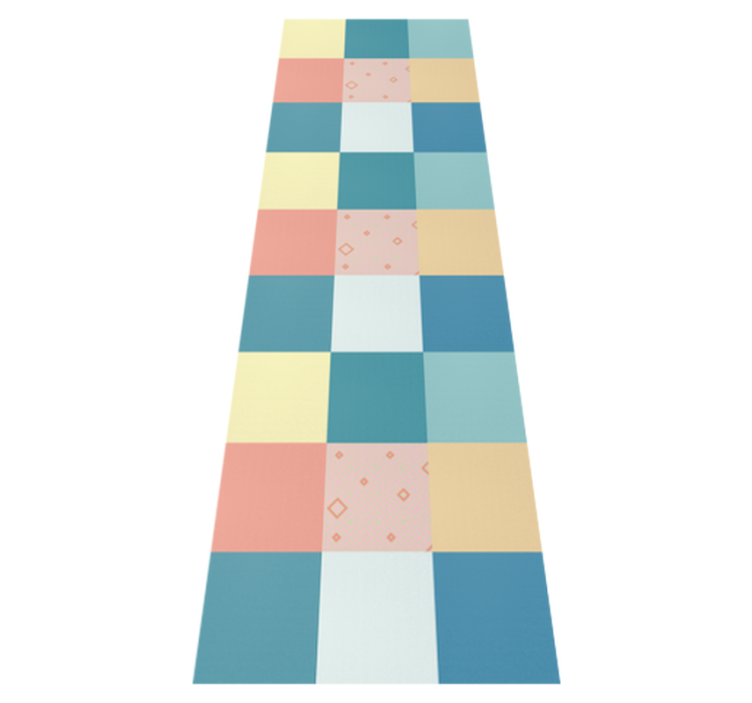 Geometric vinyl rug with colorful patchwork pattern - TenStickers