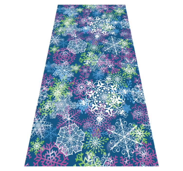 Christmas vinyl rug with glowing snowflakes on blue - TenStickers