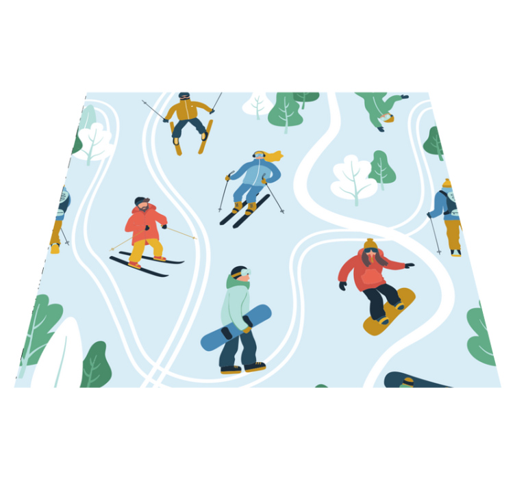 Bedroom vinyl rug with blue skiing design - TenStickers