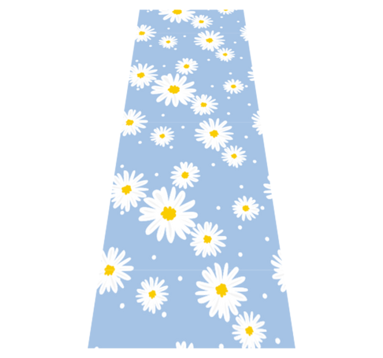 Bedroom vinyl rug with white flowers on blue - TenStickers
