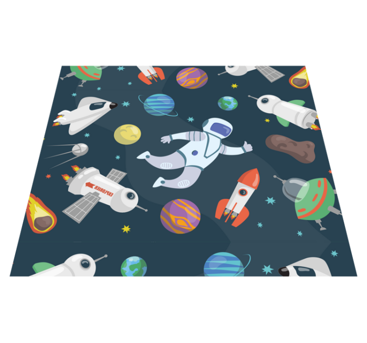 Bedroom vinyl rug with spaceships design - TenStickers