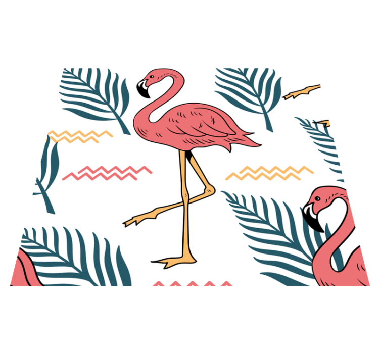 Tropical leaves with flamingos bedroom vinyl rug - TenStickers