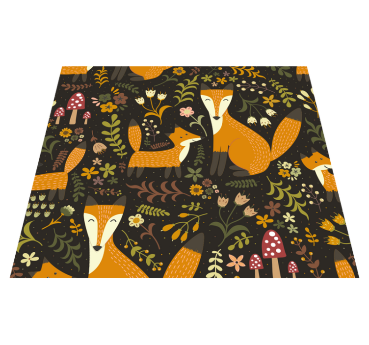 Kids vinyl rug featuring adorable foxes - TenStickers