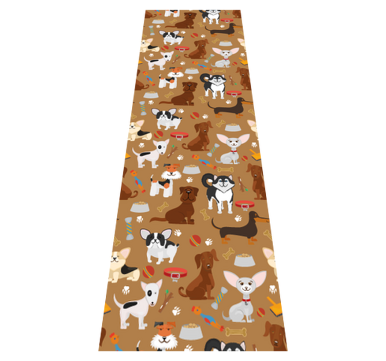 Bedroom vinyl rug with various adorable dog designs - TenStickers