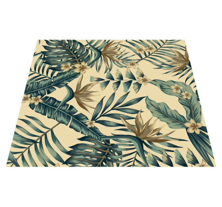 Tropical leaves bedroom vinyl rug - TenStickers