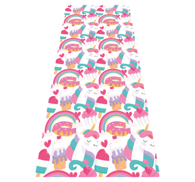 Bedroom vinyl rug featuring unicorns and a rainbow - TenStickers