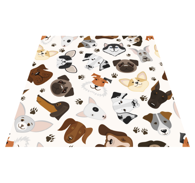 Bedroom vinyl rug with adorable puppy and dog design - TenStickers