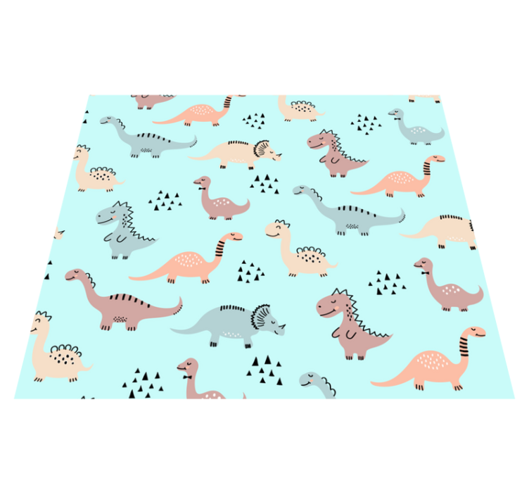 Bedroom vinyl rug with blue background and colorful dinos - TenStickers