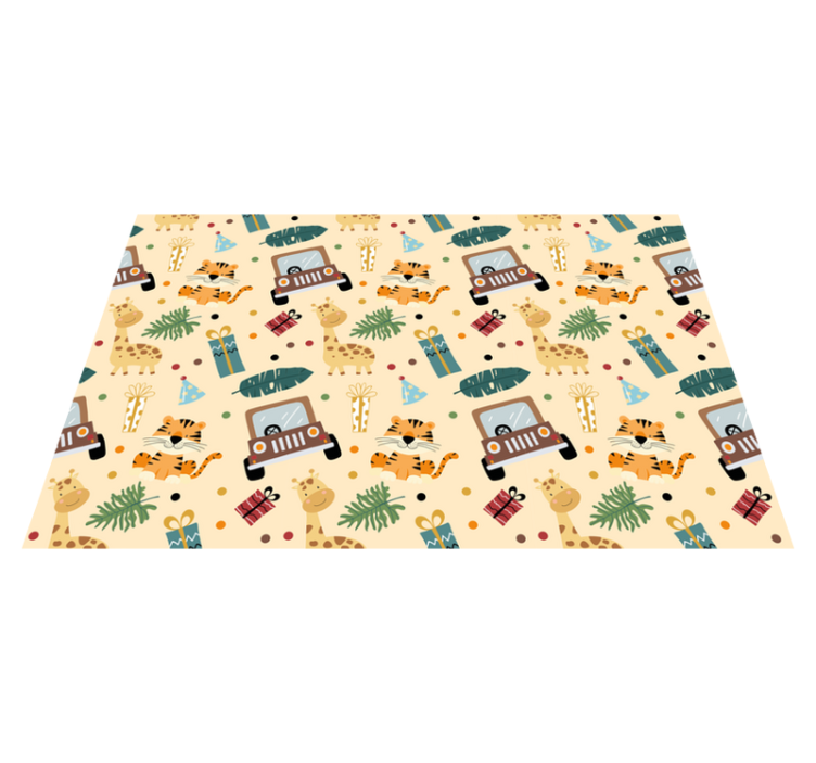 Nature vinyl rug with whimsical safari themes - TenStickers