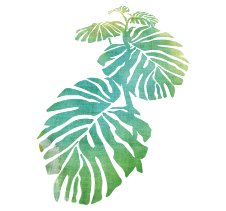 Floral vinyl rug featuring monstera plant design - TenStickers