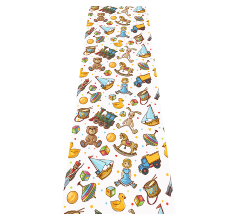 Bedroom vinyl rug featuring cute wooden toys and teddy bear - TenStickers